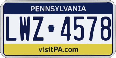 PA license plate LWZ4578
