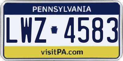 PA license plate LWZ4583
