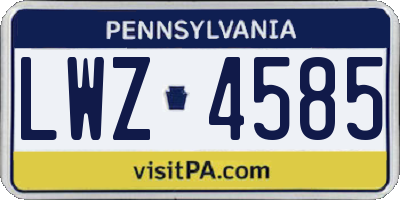 PA license plate LWZ4585