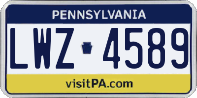 PA license plate LWZ4589