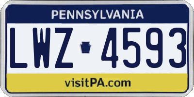 PA license plate LWZ4593