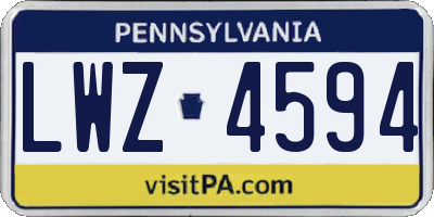 PA license plate LWZ4594