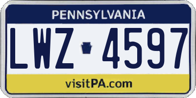 PA license plate LWZ4597
