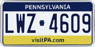 PA license plate LWZ4609