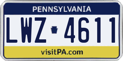 PA license plate LWZ4611