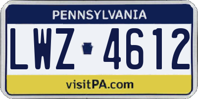 PA license plate LWZ4612