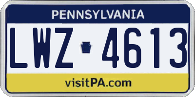 PA license plate LWZ4613