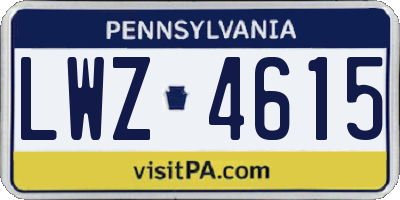 PA license plate LWZ4615