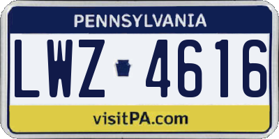 PA license plate LWZ4616