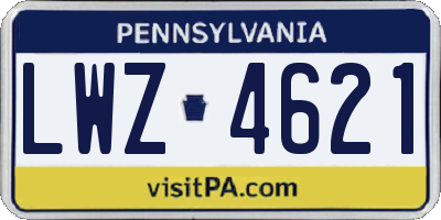 PA license plate LWZ4621