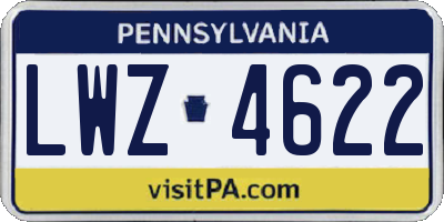 PA license plate LWZ4622