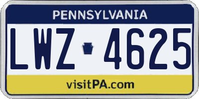 PA license plate LWZ4625
