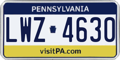 PA license plate LWZ4630