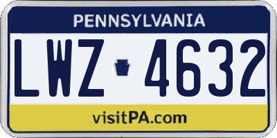 PA license plate LWZ4632
