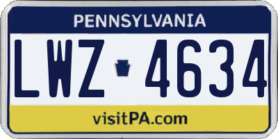 PA license plate LWZ4634
