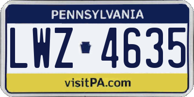 PA license plate LWZ4635