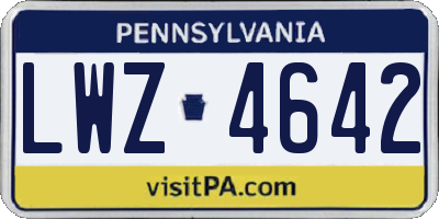 PA license plate LWZ4642