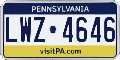 PA license plate LWZ4646