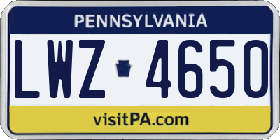 PA license plate LWZ4650