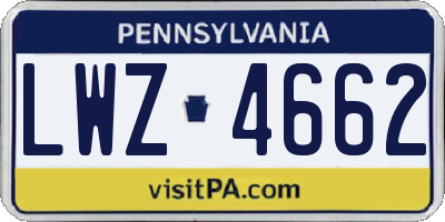 PA license plate LWZ4662