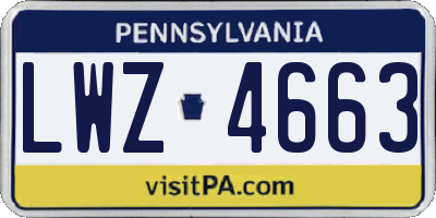 PA license plate LWZ4663