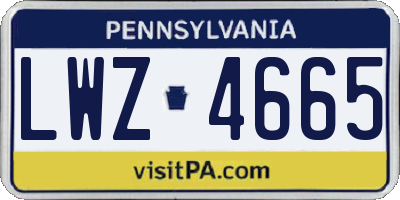 PA license plate LWZ4665