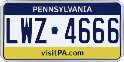 PA license plate LWZ4666