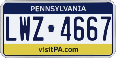 PA license plate LWZ4667