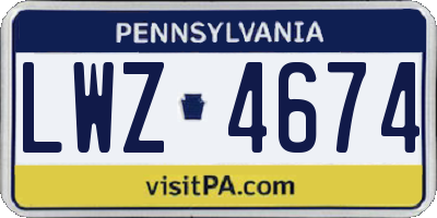 PA license plate LWZ4674