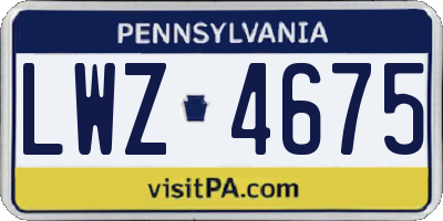 PA license plate LWZ4675