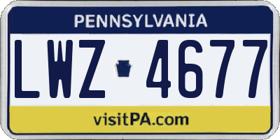 PA license plate LWZ4677