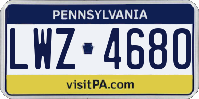 PA license plate LWZ4680