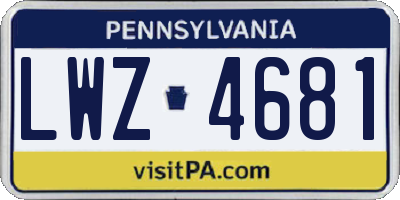 PA license plate LWZ4681