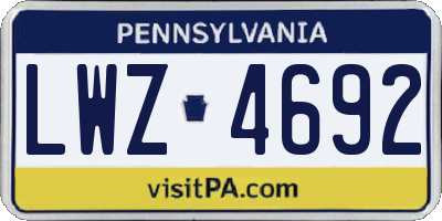 PA license plate LWZ4692