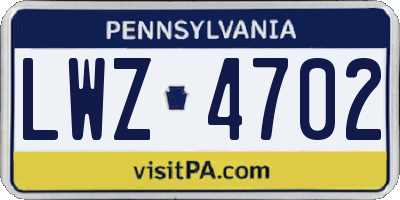 PA license plate LWZ4702