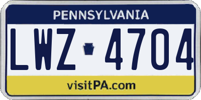 PA license plate LWZ4704