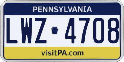 PA license plate LWZ4708