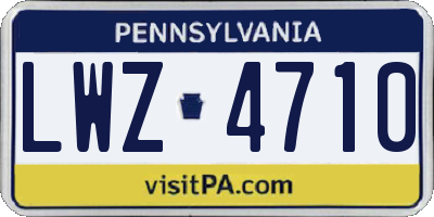 PA license plate LWZ4710