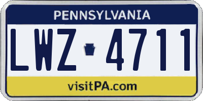 PA license plate LWZ4711