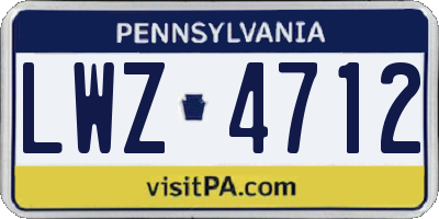 PA license plate LWZ4712