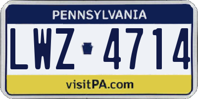 PA license plate LWZ4714