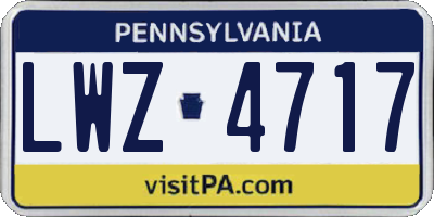 PA license plate LWZ4717