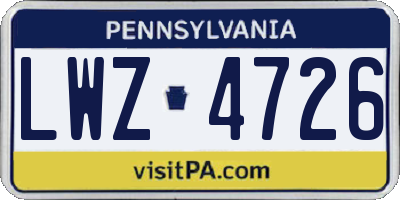 PA license plate LWZ4726