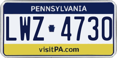 PA license plate LWZ4730
