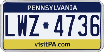 PA license plate LWZ4736