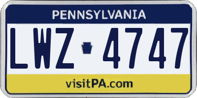 PA license plate LWZ4747
