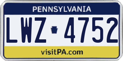 PA license plate LWZ4752