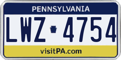 PA license plate LWZ4754