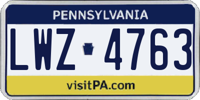 PA license plate LWZ4763