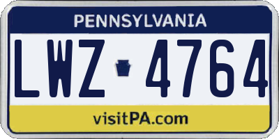 PA license plate LWZ4764